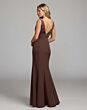 Mac Duggal 2408 Chocolate Brown Empire Waist Plunging V-Neck Dress