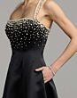 Mac Duggal 2426 Black Satin with Pocket Dress