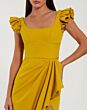 Mac Duggal 27740 Draped Skirt High Slit Crepe Dress