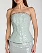Mac Duggal 27776 Strapless Sequin Peplum Pale Blue Dress
