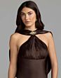 Mac Duggal 27878 Chocolate Brown Drape Back Empire Waist Dress