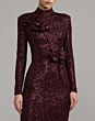 Mac Duggal 37157 Mahogany Brown Long Sleeve Sequin Dress