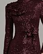 Mac Duggal 37157 Mahogany Brown Long Sleeve Sequin Dress