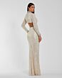 Mac Duggal 44168 Silver Nude Long Sleeve Sequin Dress
