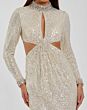 Mac Duggal 44168 Silver Nude Long Sleeve Sequin Dress