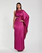 Mac Duggal 49898 Cutout Midriff Magenta Cape Sleeve Dress