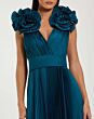 Mac Duggal 50083 Ocean Blue High Slit Pleated Dress