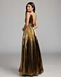 Mac Duggal 50212 Antique Gold V-Neckline Pleated Dress