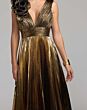 Mac Duggal 50212 Antique Gold V-Neckline Pleated Dress