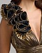 Mac Duggal 50212 Antique Gold V-Neckline Pleated Dress