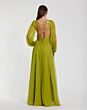 Mac Duggal 56072 Lace-Up Back High Slit Chiffon Dress