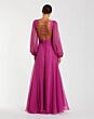 Mac Duggal 56072 Lace-Up Back High Slit Chiffon Dress