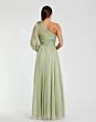 Mac Duggal 56142 Asymmetric Waist Bishop Sleeve Sage Dress