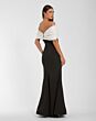 Mac Duggal 56232 Off The Shoulder Bow Neckline Black Ivory Dress