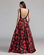 Mac Duggal 56469 Red Rose Bateau Neckline with Pocket Dress