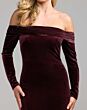 Mac Duggal 56476 Wine Off The Shoulder Long Sleeve Dress