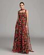 Mac Duggal 56497 Rose Multicolor Square Neckline with Scarf Dress