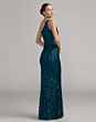 Mac Duggal 6295 Teal One Shoulder Sequin Dress