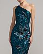 Mac Duggal 6295 Teal One Shoulder Sequin Dress