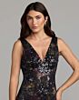 Mac Duggal 94260 Black Multicolor V-Neckline Floral Dress