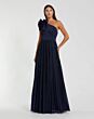 Mac Duggal 9911879P Champagne One Shoulder Pleated Dress