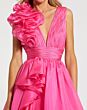 Mac Duggal 9948856P Hot Pink Ruched V-Neckline Dress