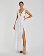 Ieena for Mac Duggal 68113 Feather Shoulder Lace-Up Dress