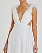 Ieena for Mac Duggal 68113 Feather Shoulder Lace-Up Dress