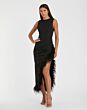 Ieena for Mac Duggal 11626 Feather Hem High Low Dress