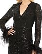 Mac Duggal 11581 Feather Cuffs V-Neck Jumpsuit