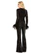 Mac Duggal 11581 Feather Cuffs V-Neck Jumpsuit
