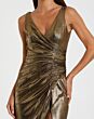 Mac Duggal 27063 V-Neck Ruched Metallic Dress