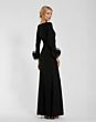Mac Duggal 49949 Long Sleeve Rosette Cuff Bateau Neck Dress