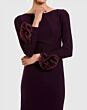 Mac Duggal 49949 Long Sleeve Rosette Cuff Bateau Neck Dress