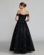 Mac Duggal 13227 Off The Shoulder Pearl-Beaded Black Dress
