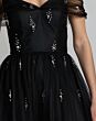 Mac Duggal 13227 Off The Shoulder Pearl-Beaded Black Dress