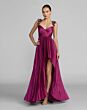 Mac Duggal 13263 Floral Strap High Slit Magenta Dress