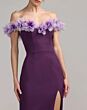 Mac Duggal 21235 High Slit Fitted Off The Shoulder Dress