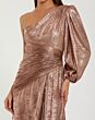 Mac Duggal 56226 Ruched Waist High Slit Rose Gold Dress