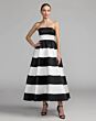 Mac Duggal 56281 Strapless Striped Black Ivory Dress