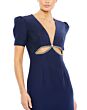 Ieena for Mac Duggal 2630 Front Cutouts Short Sleeve Dress