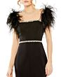 Mac Duggal 11438 Feather Sleeves Illusion Neckline Dress