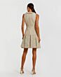Mac Duggal 21068 A-Line Pleated Skirt Front Button Gold Dress