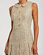 Mac Duggal 21068 A-Line Pleated Skirt Front Button Gold Dress