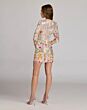 Mac Duggal 69075 Floral-Embroidered Long Sleeve Silver Dress