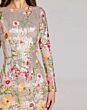 Mac Duggal 69075 Floral-Embroidered Long Sleeve Silver Dress