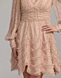 Mac Duggal 8392 Scalloped Hem Bishop Sleeve Bisque Dress
