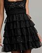 Mac Duggal 8417 Black Tiered Skirt Square Neckline Dress