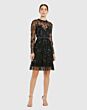 Mac Duggal 9140 Illusion Long Sleeve Ruffle Hem A-Line Dress