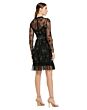 Mac Duggal 9140 Illusion Long Sleeve Ruffle Hem A-Line Dress